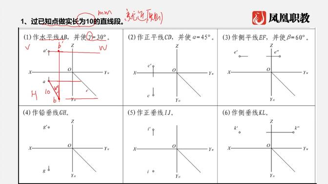 建筑识图与绘图-【绘图题】第4章 直线的投影_bilibili (1)