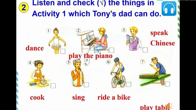 外研版初一七年级下册第二模块Module 2 Unit 1 I can play the piano.