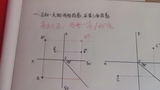 课后作业--基础知识（点的投影特性-知二求一）