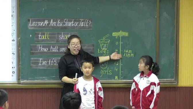 冀教版英语四年级下册 Unit3 All about Me.Lesson14 Are You Short or Tall？优质课教学视频+PPT课件_3.[Sp